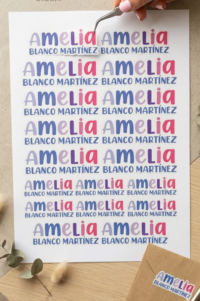 Ejemplo de etiquetas de nombre